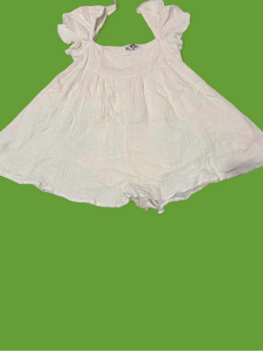 Princess Polly White Ruffle Sleeve Textured Romper (NWOT)